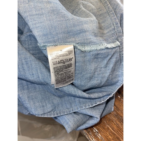 Old Navy Chambray Blue Dress Womens M Embroidered Sleeves - Picture 4 of 5